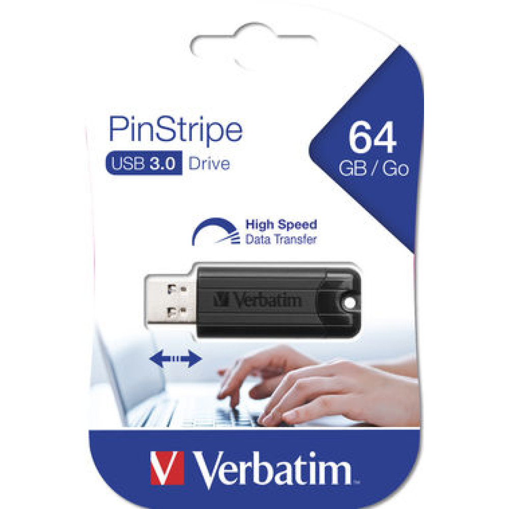 Verbatim USB 3.0 Drive  PinStripe 64 GB Սև